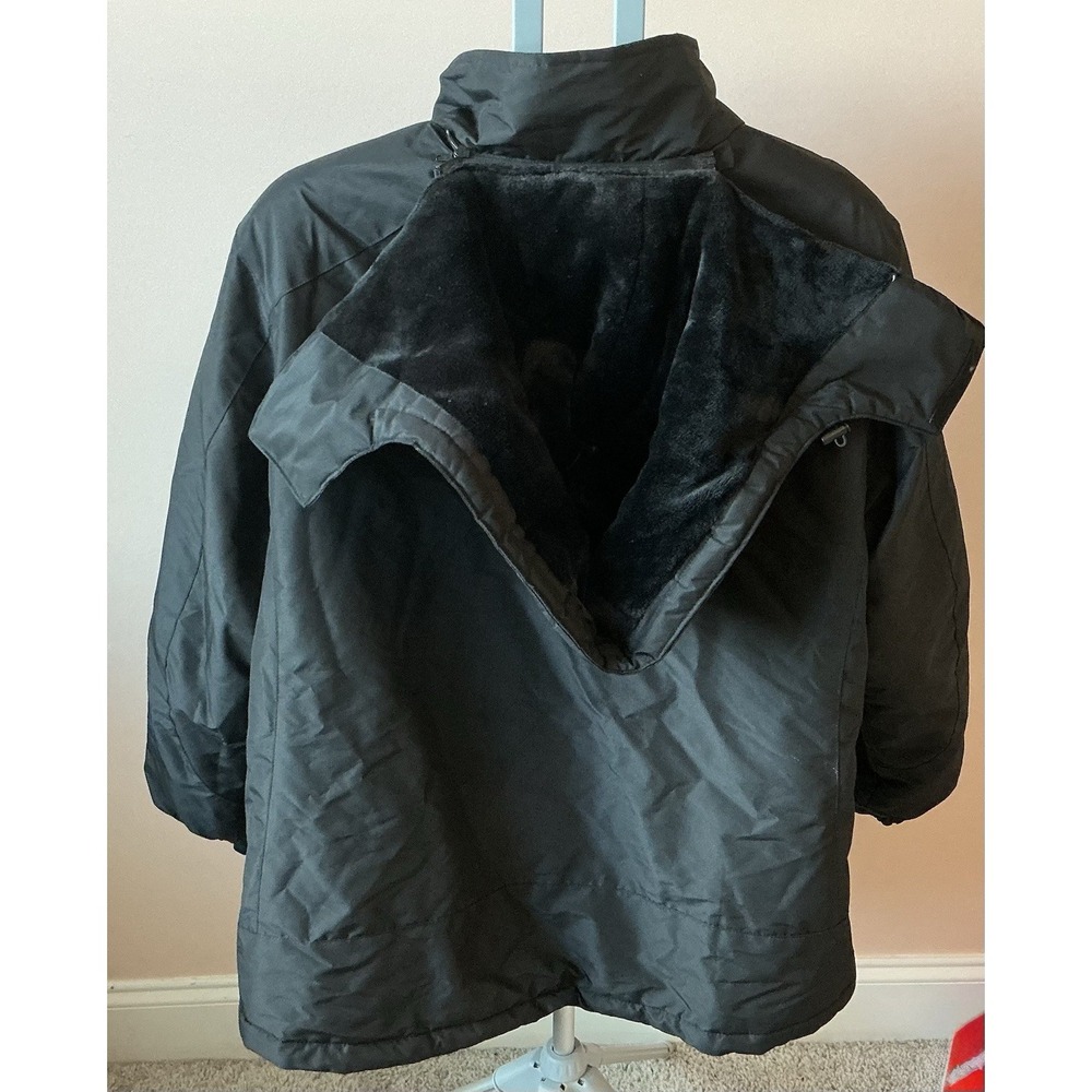Camel Crown Black Fleece-Lined Zip Jacket Stand-Up Collar Size 2XL